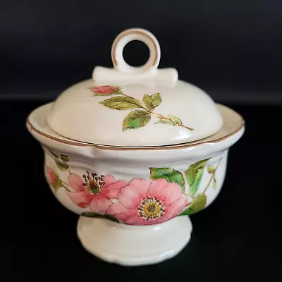 Rose Petals By Mikasa Heritage VTG Stoneware Sugar Bowl & Lid F 2003 • $39.95