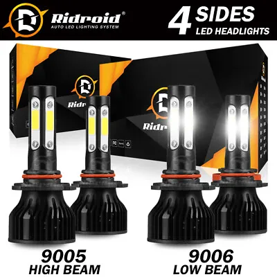 4x 9005 9006 LED Combo Headlight Bulbs 4SIDE High Low Beam Kit Xenon Super White • $22.99