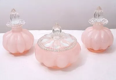 Fenton USA Light Pink Milk Glass Vintage Vanity Set • $245