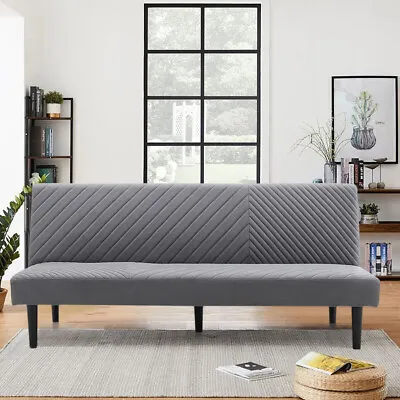 3 Seater Sofa Bed Sofa Couch W/ Adjustable Backrest Linen For Guest Room Grey • £239.95