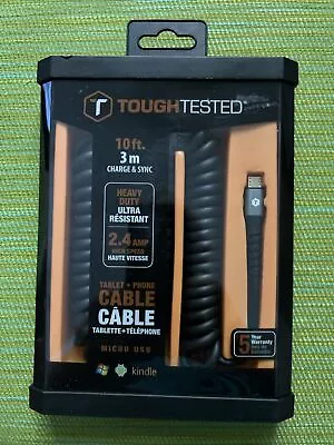 TOUGHTESTED ® Heavy Duty Micro USB Cable 10ft  - 2.4AMP High Speed Charge & Sync • $9.99