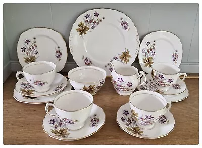 Vintage Colclough China Tea Set Vintage Pink Purple CLC75 15 Piece Ex Condition  • £19.99