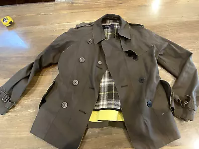 Authentic Burberry Double Brested Short Belted Trench Coat Removable Wool Lining • $390