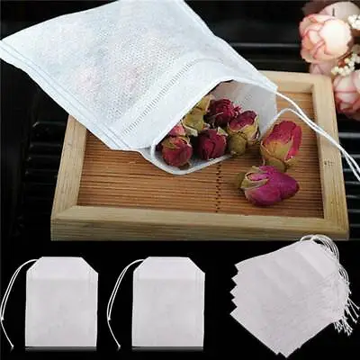 200Pcs Cotton Muslin Drawstring Bags Bath Herbs Empty Tea Filter Making Spice • £3.44