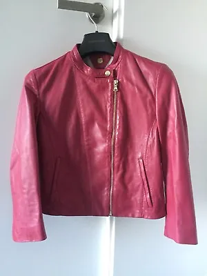 $80 • Buy Massimo Dutti Red Leather Jacket Sz EU XS