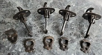 4 OLD VINTAGE SHABBY Painted Black IRON & STEEL CABINET Gate DOOR Finger LATCH  • $18