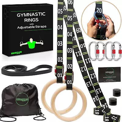 Gymnastic Rings With Adjustable Straps 1.1″ Olympic Rings Calisthenics Rings E • £70.35