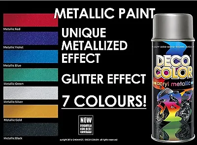 Deco Color Metallic Glitter Metalized Spray Paint 400ml Motorcycle Scooter Bike • £9.99