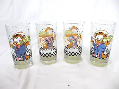 Vintage Garfield's Cafe Drinking Glass Set Of 4 Jim Davis 1978 • $40