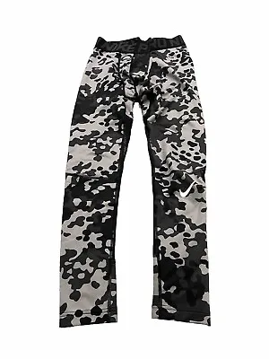 Nike Pro Mens Gray Black Camo Hyperwarm Compression Tights Pants Size L 699972 • $19.99