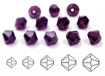 Czech Bicone Crystal Beads Deep Violet Rich Dark Purple Rondelle Diamond • $1.96