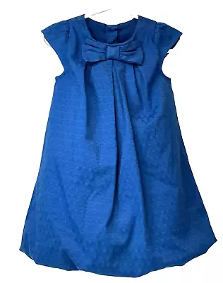 Gymboree Girls Blue Dot W/Bow Jacquard Sleeveless Dress Lined Sz 3T Party Easter • $13.49