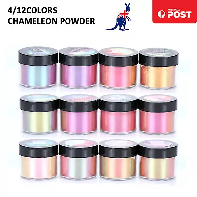 4/12 Colors Chameleon Pigment Mica Powder Epoxy Resin Craft Painting Coating DIY • $18.98