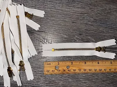Lot 2 Dozen (24 Pieces) WHITE Gold Metal Teeth YKK Zippers Zipper Short 4  Long • $9.95