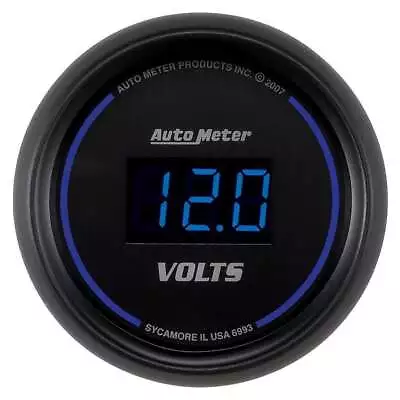 Autometer 6993 Cobalt Digital Voltmeter 2-1/16  18V Digital Black Dial W/ • $138.33