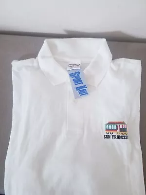 NWT But VINTAGE Crazy Shirts S/S White Polo Shirt San Francisco CABLE CAR Sz M • $33.95