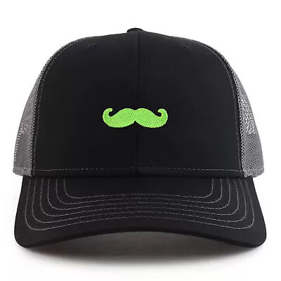 Green Mustache Patch 2 Tone Mesh Back Trucker Cap - FREE SHIPPING • $19.99