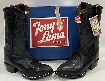 Tony Lama Americana Black Cowboy Boots Men Size 10 D StyleZ840 New W/ Tags • $189.99