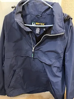 Eddie Bauer EBTEK Navy Blue Hooded Anorak Size Medium NICE SHAPE • $12.99