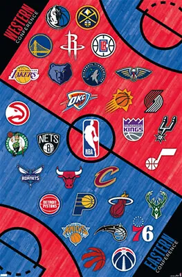 Official NBA LOGOS ALL 30 TEAMS Basketball Universe 22x34 Wall POSTER • $11.69