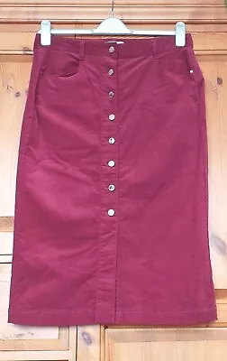 Marks & Spencer Berry Stretch Corduroy Jean Button-Thru Long Midi Skirt. Size 14 • £13.99