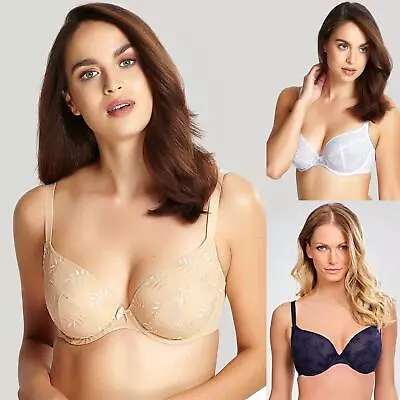 Panache Tango Wired Non Padded Plunge Bra Lingerie 3256 Navy White Chai D-H Cup • £11.99