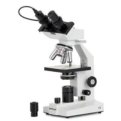 AmScope 40-2000X Binocular Compound LED Microscope + 2MP USB Eyepiece Camera • £256.66