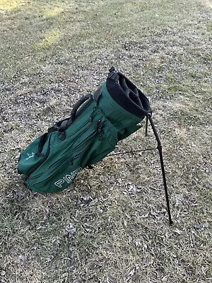 Vintage PING J Bag Hoofer Single Strap 4 Felt-Divider Green Golf Stand Bag • $94.48