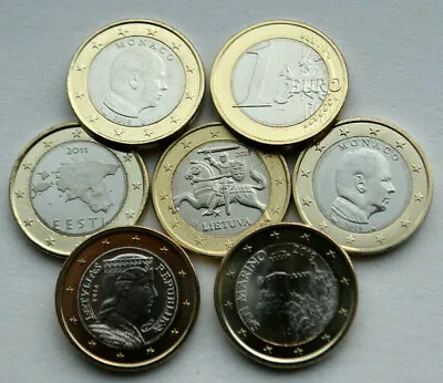 1 Euro Coins Monaco San Marino Malta Austria Ireland Estonia Latvia  Unc • £2.42