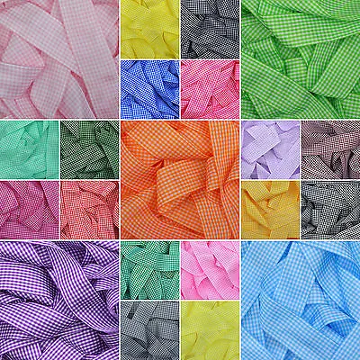 Plaid Gingham Ribbon In 20 Colours - Berisfords School Hair Bows Crafts • £2.29