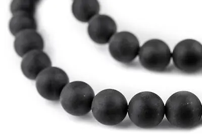 Matte Round Black Onyx Beads 10mm Gemstone 15 Inch Strand • $5.99