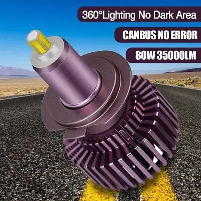 H7 6 Sides 3D 360° LED Headlight Bulbs Kits HI/LO Beam [80W] [35000 LM] • $30