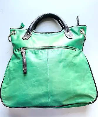 Sophia Visconti Woman Leather Handbag Purse Green 17x 15 X3  • $25.99