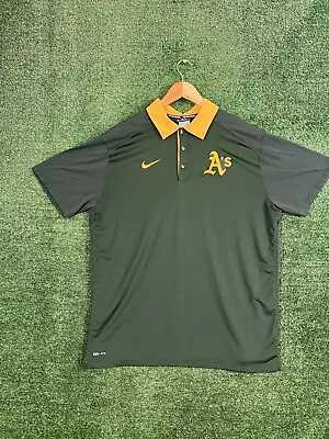 Oakland Athletics Nike Dri Fit Short Sleeve Baseball Polo Shirt Men's XLarge • $19.88