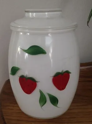 Bartlett Collins Strawberry Hand Painted Small Cookie Jar / Canister  7.5  • $25.99