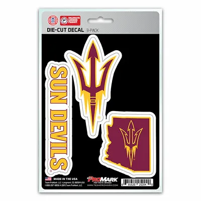 Arizona State Sun Devils Set Of 3 Die Cut Decal Stickers State Outline • $8.99