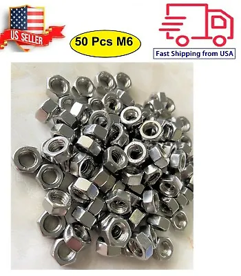 (QTY:50) M6 X 1.00 Stainless Steel DIN934 Metric Finished Hex Nut 6mm-1.0mm  • $9