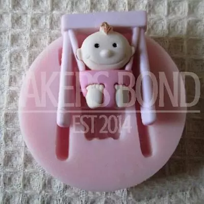 Baby In A Play Swing Silicone Baking Mould Fondant Icing Cake Cupcake Topper Ice • £3.90