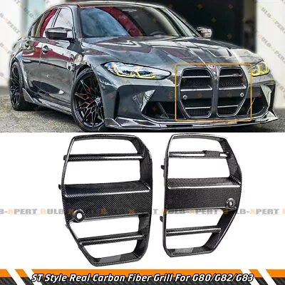 St Style Real Carbon Fiber Nose Grill Grille For 2021-2024 Bmw M3 G80 M4 G82 G83 • $485.99