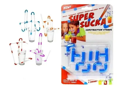 CRAZY CONSTRUCTION STRAWS KIT Make Fun Drinking Straw Mazes Birthday Toy Gift  • £3.41