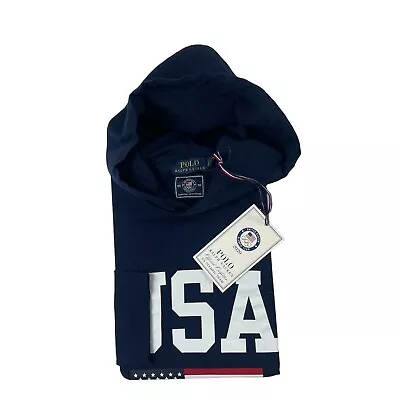 Polo Ralph Lauren Blue Olympic USA Flag Lightweight Mens Hoodie Size M NWT • $63.99
