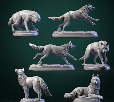 Wolf Miniature Wolves Familiar Beast Companion 40k AoS DnD RPG Minis Base Basing • $8.99