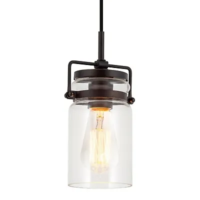 Kira Home Wyer 8  Modern Industrial/Farmhouse Pendant Light + Mini Clear Glass • $17.10