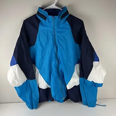 Vintage Nike Jacket Men’s Large Colorblock Blue Windbreaker Full Zip Track 90s • $19.99