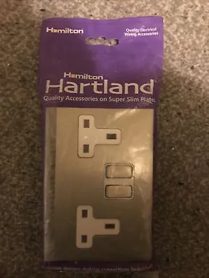 Hartland CFX Satin Steel Effect 2 Gang 13A Double Pole Switched Socket Screwless • £30