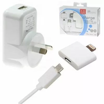 Apple Lightning AC/DC Charger To USB Port 2.1A Amp 5V Micro USB Adapter White • $49.50