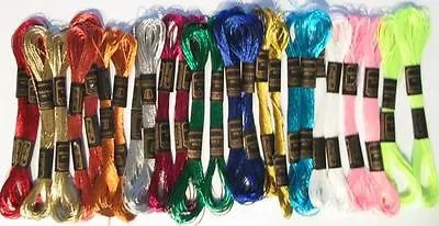 24 Metallic SKEINS Embroidery FLOSS Thread Cross Stitch • $18.53