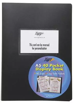 A5 40 Pocket Black Cover Display Book -Presentation Folder Portfolio Menu • £5.49