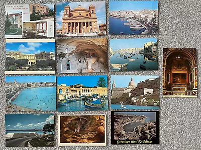 £11 • Buy 13x MALTA POSTCARDS Birzebbugia, Spinola Bay, St Julians, Mount St Joseph, Mosta