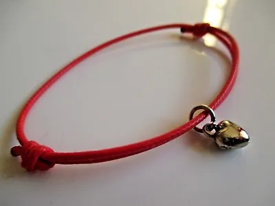 £2.75 • Buy Red Waxed Cotton Cord Surfer Friendship Bracelet Tibetan Silver Floating Heart 
